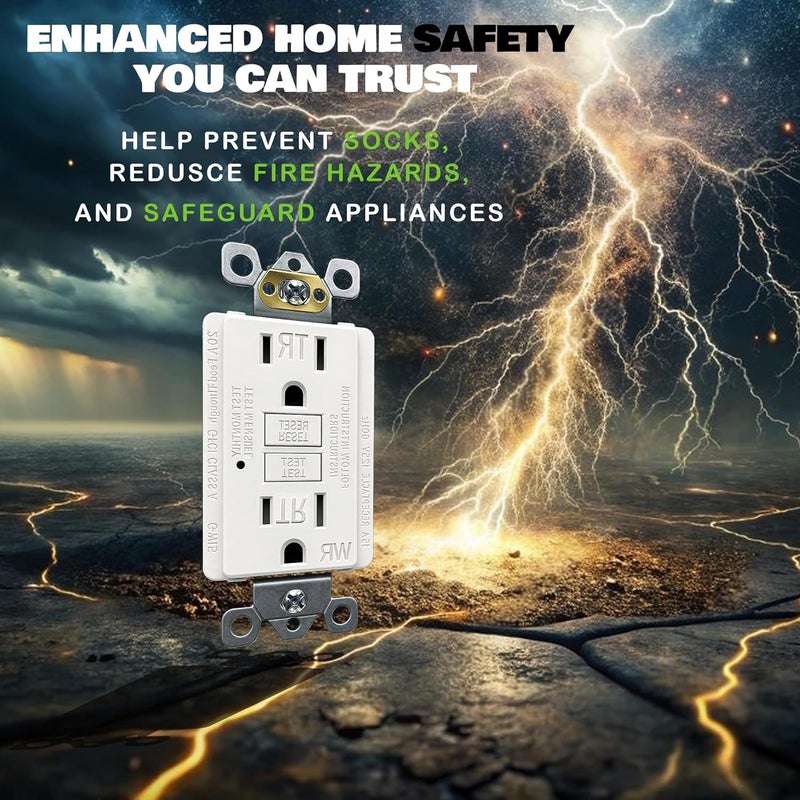 LOONAVA (15 AMP - 10 Pack) GFCI Outlet WR White – Tamper Resistant, Weather Resistant GFI Receptacle with Self-Test, LED Indicator,UL Listed, Easy Install – Ground Fault Outlet for Outdoor Use & Bathroom - Image 4